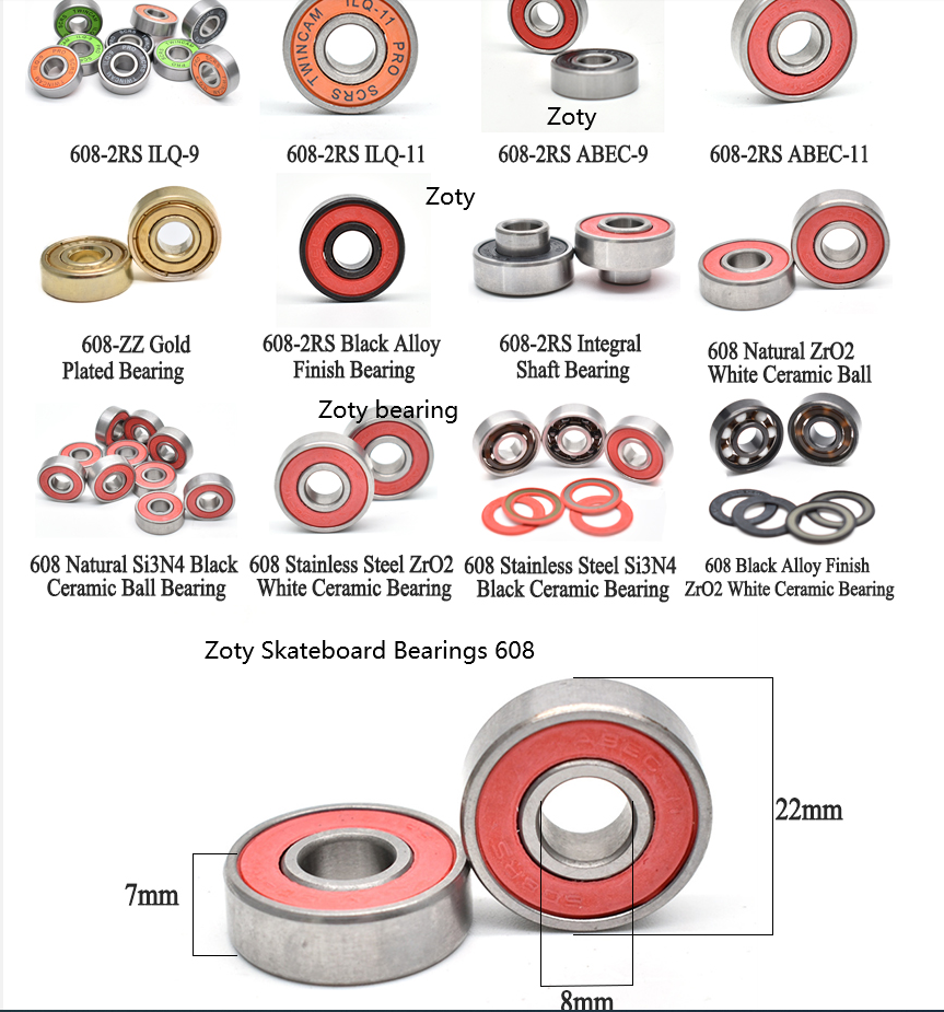 Wholesale high speed 608 2rs 608rs skate board 608 ILQ 11 bearing custom skateboard bearings.png