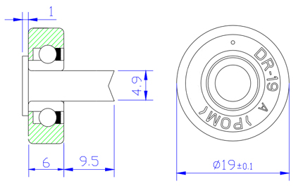 Small nylon 4.9x16x5mm roller sliding DR19V5L9.5 wardrobe door roller cabinet drawer sliding roller