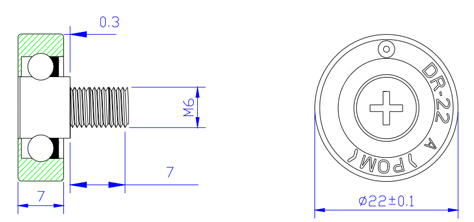 M6x22x7mm pulley plastic roller wheel roda de rolo de plastico Rollenrad aus Kunststoff drawer roller hardware DR22C0.3L7