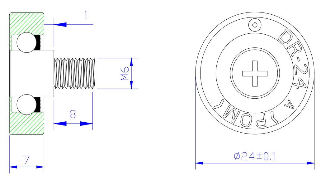 High quality M6x24x7mm nylon roller bearings drawer DR24C1L8 roller wheels plastic sliding door roller plastic bearings