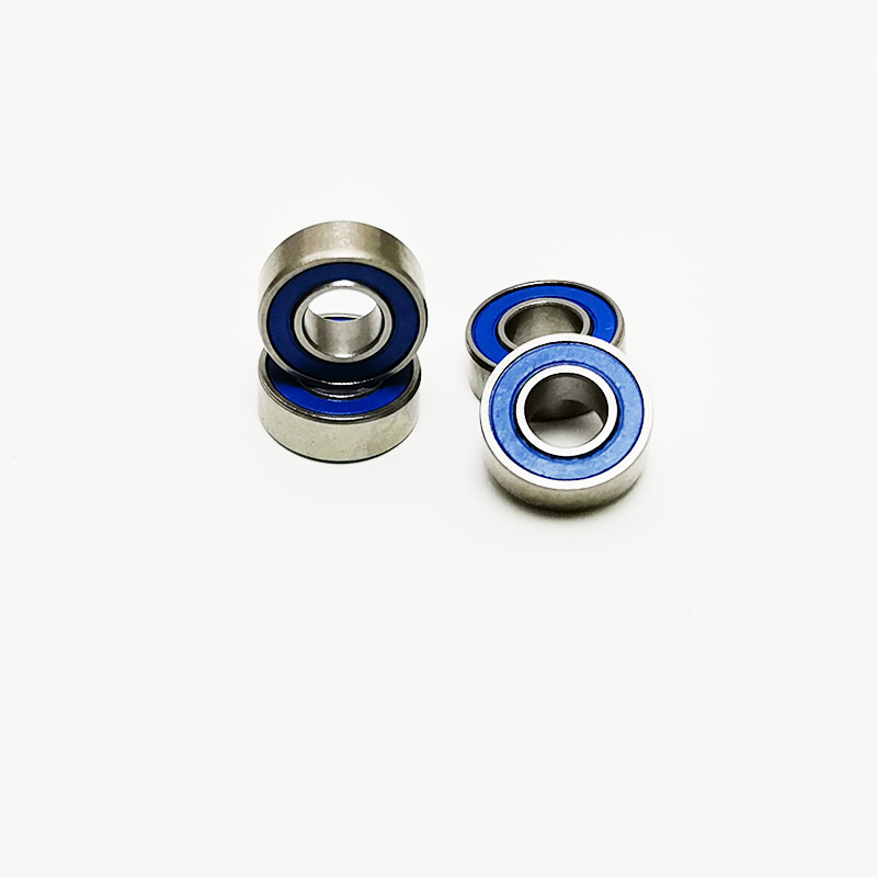 SMR115-2RS 5x11x4mm stainless steel miniature ball bearing, featuring blue 2RS rubber seals on both sides; a high-load-capacity miniature bearing suitable for laboratory rotary applications..jpg