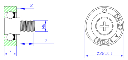 M6x22x7mm rodillo poulie en plastique Kunststoffriemenscheibe kitchen drawer roller wheels roller drawer 4runner DR22C2L7