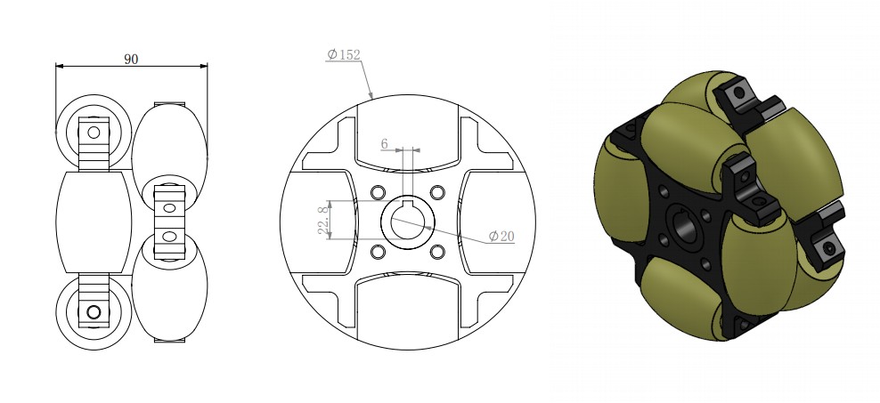 Heavy Duty Steel Industrial Omni Wheel NW152A drawing.jpg