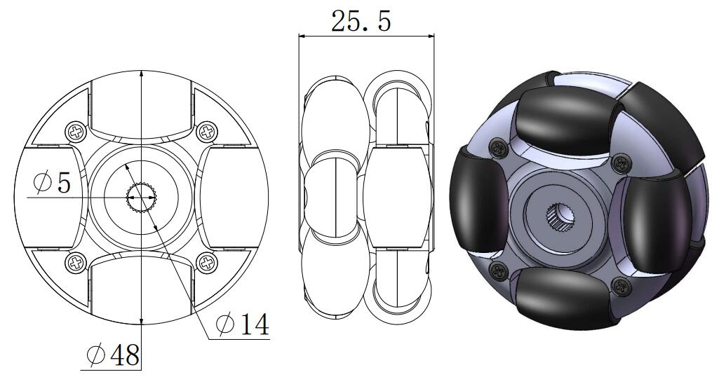 14037 48mm Nylon Omni Wheel drawing for Servo Motor .jpg