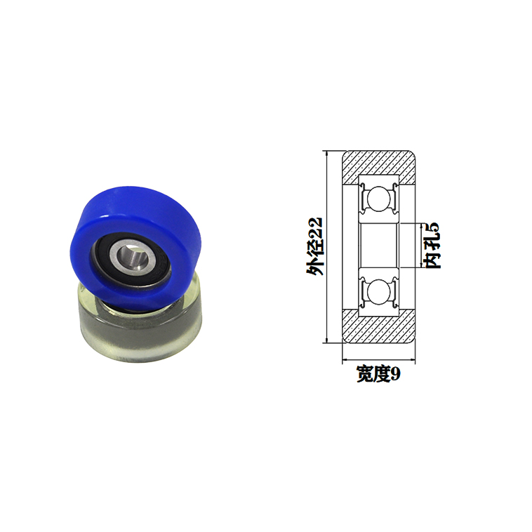 PU62522-9 5x22x9mm polyurethane coated rubber wheel small polyurethane wheels.jpg
