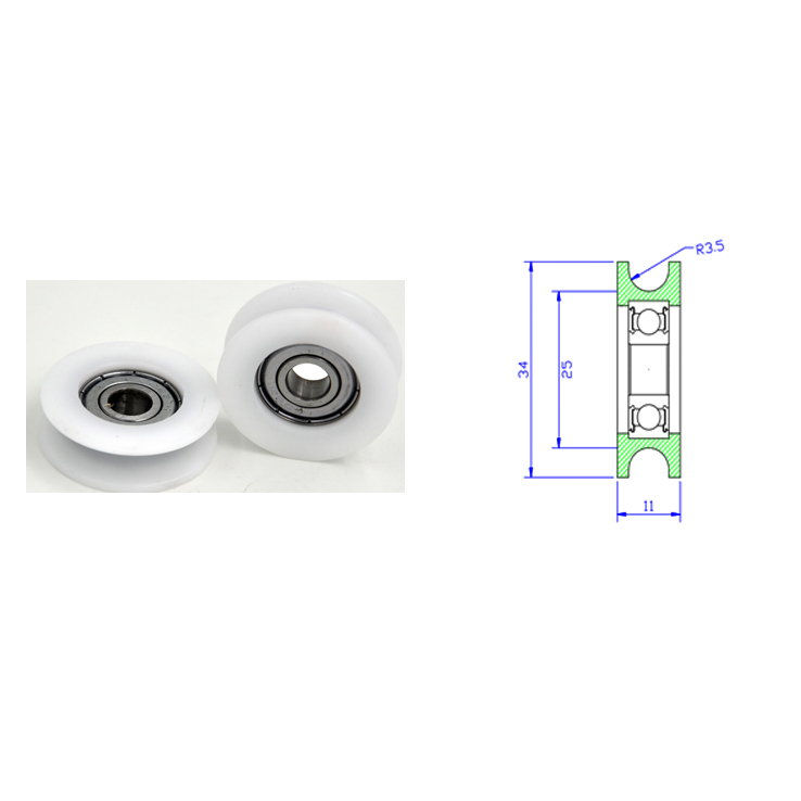 U Groove Pulley Bearing 608 BSU60834-11 8x34x11mm ID 8MM OD 34MM Thickness 11MM Cabinet Roller Wheels Bearing Rollers Groove Pulley